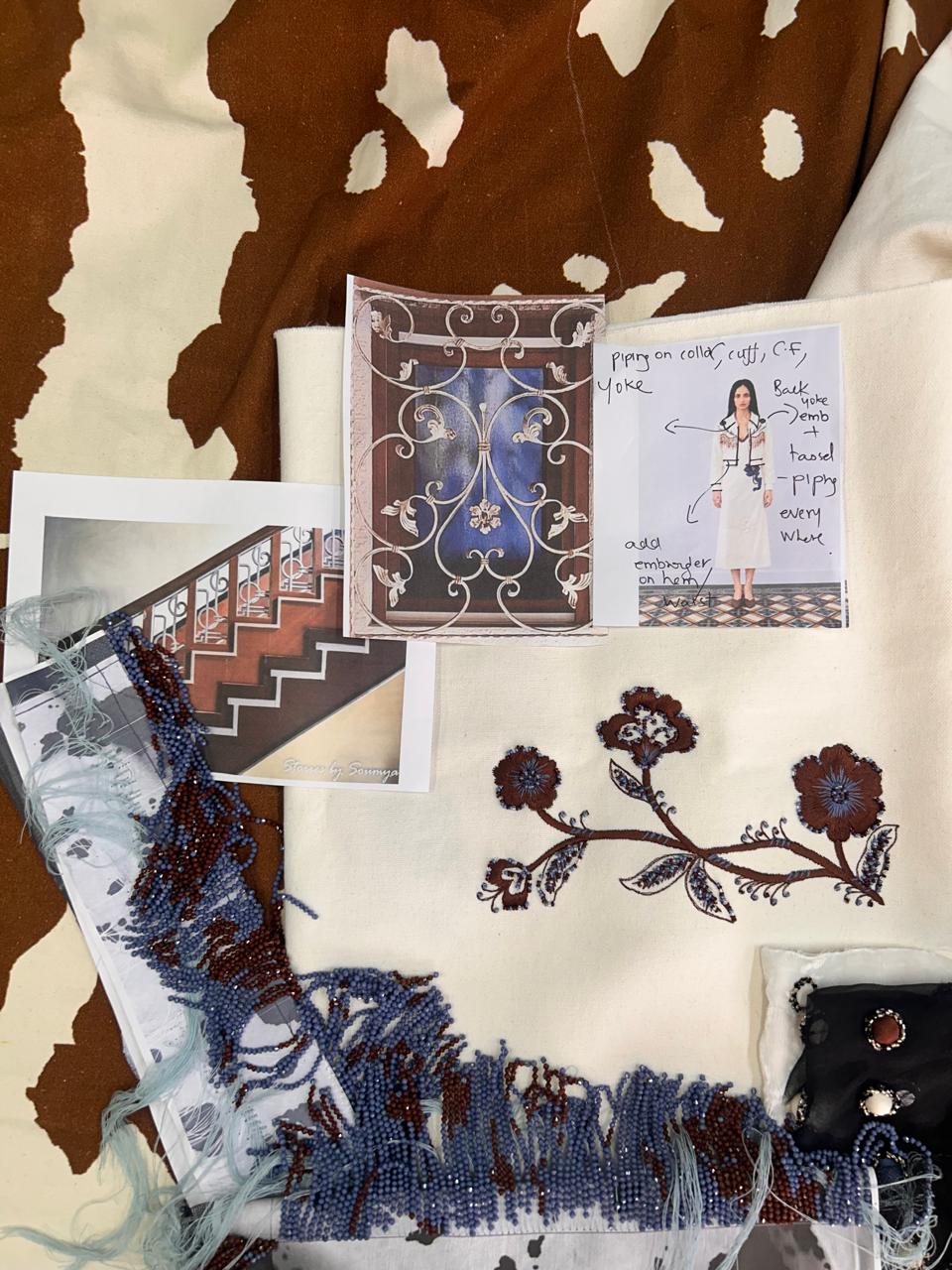 Yutorri embroidery samples and design process notes